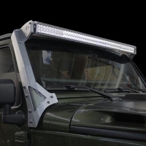Jeep Wrangler JKU Light Mounts - Windshield - Go Rhino - 50 inch Windshield Light Bar Mount Bracket - Textured Black - `07-`18